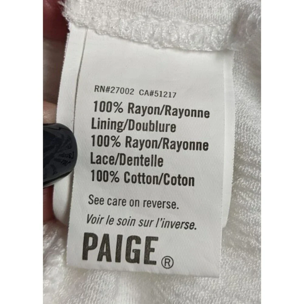 Women's PAIGE Inesa White Crinkle Ruffle Midi Dress Size Medium - Picture 16 of 16